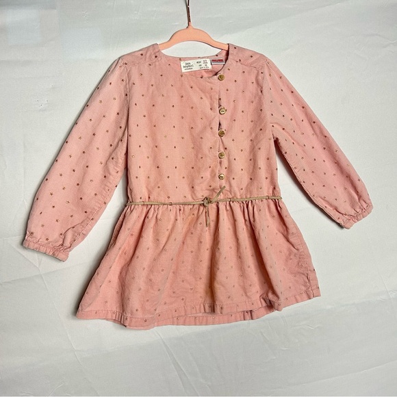 Zara Baby Girl Collections Pink Dress with Starts Long Sleeves Size 2 to 3 years - Picture 1 of 9